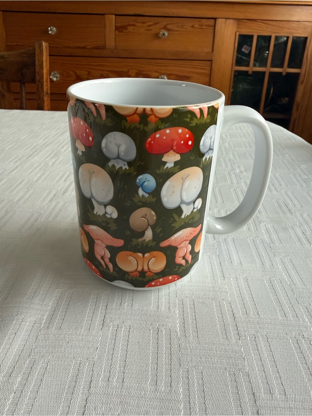 NWT Lookhuman Butt Mushroom Pattern Ceramic Coffee Mug